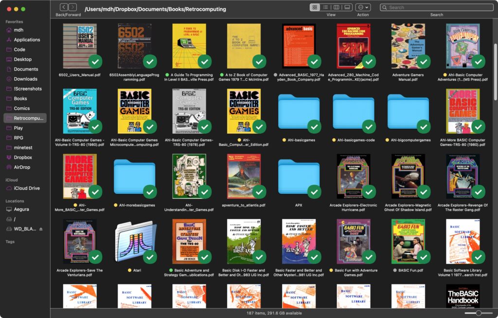 folder full of pdfs with nice icons instead of placeholders